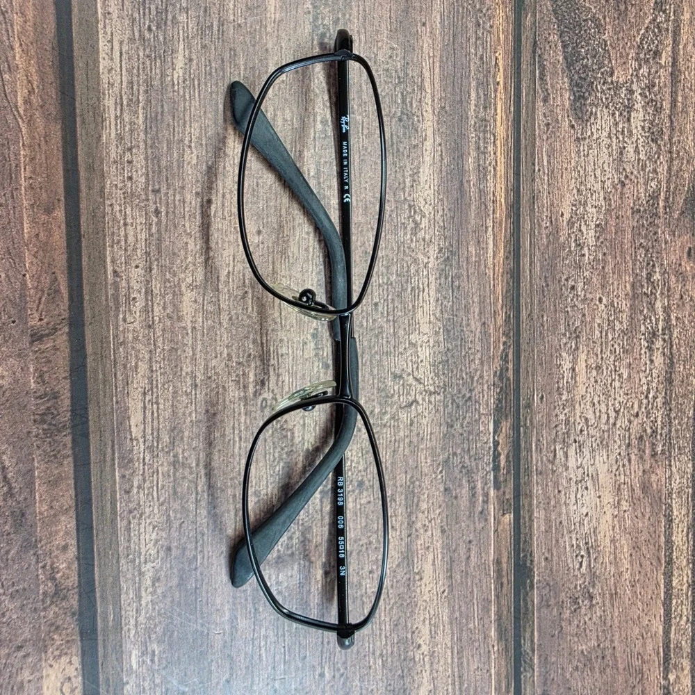 Ray-Ban RB 3198 006 Black Metal Rectangular Eyeglasses Frames 55-18 Italy
